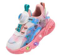 ZOUPREME Girls Elsashoes Light Up Trainers, Kids Princess Sneakers Luminous Sports Mesh Shoes Xmas (A2-Rosa-Mesh2,7)