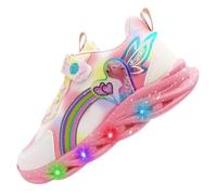 ZOUPREME Girls Elsashoes Light Up Trainers, Kids Princess Sneakers Luminous Sports Mesh Shoes Xmas (B3-Rosa-PU,11)