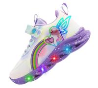 ZOUPREME Girls Elsashoes Light Up Trainers, Kids Princess Sneakers Luminous Sports Mesh Shoes Xmas (B3-Purple-PU,11)