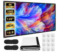 Zourglow 120 Inch Projector Screen 16:9 4K HD, Anti-Crease Portable