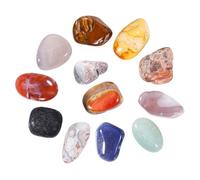 Zourglow 12PCS Healing Crystals Gemstones Set, 3-5CM Natural Polished Gem Stones, Lucky Pocket Stone for Yoga Balancing, Meditation, Reiki, Anxiety Stress Relief (A-12)