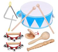 Zourglow Baby Musical Instrument, Montessori Wooden Musical Toys with Drum Flute Castanets Triangle Maracas, Kids Percussion Instruments Toy for Toddlers 3+ Year Old, Christmas Birthday Gift