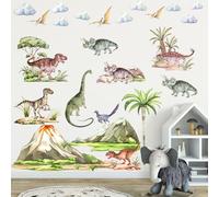 Zourglow Large Dinosaur Wall Stickers, Colourful Wall Stickers with Dino, Decals Peel and Stick Removable, Waterproof Nursery Wall Sticker for Kids Boys Bedroom Living Room Decorations
