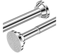 Zourglow Shower Curtain Rods No Drill, Stainless Steel Extendable Tension Shower Pole 70-195cm, Non Slip & No Rust Telescopic Rods for Bathroom, Closet, Kitchen, Curtains, Cupboard