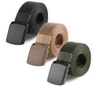 Zourglow Work Belts for Men, 3Pcs Nylon Fabric Belt with Plastic Buckle, Adjustable Tactical Work Belt for Travel Daily, Fast Through the Airport Security, Xmas Gift for Brother Husband Friends