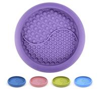 ZOURYNUA Dog Lick Bowl, Non-Slip Dog Slow Feeder Licking Mat Treat Dispenser, Interactive and Enrichment Toys, Boredom & Anxiety Reducer, BPA Free Silicone (Purple, Large)
