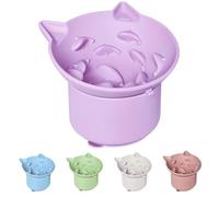 ZOURYNUA Silicone Slow Feeder Cat Bowl, Elevated Cat Slow Feeder with Suction Cups, Multi-Angle Tilt Design, No Black Chin, Suitable for Dry Wet Food (Purple)