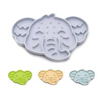 ZOURYNUA Silicone Slow Feeder Cat Bowl & Lick Mat - Cat Slow Feeder Dry Wet Food with Suction Cups, Interactive Puzzle Pad for Healthy Eating, Distraction & Anxiety Relief (Grey, 0.8 Cup)