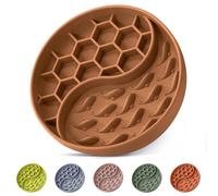 ZOURYNUA Slow Feeder Dog Bowls, Silicone Pet Food Bowls with Suction Cups, Non-Slip Dog Feeding Slow Down Pet Eating Speed for Fast Eaters, Anxiety Relief & Fun Added (Brown)