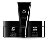 ZOUSZ Black Oud Face Care Set & Bundle for Men - Daily Detox Activated Charcoal Face Wash, 2-In-1 Scrub and Mask and Moisturiser for Him - Luxury Mens Skincare Gift for Men