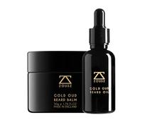 ZOUSZ Gold Oud Beard Grooming Bundle for Men - 2-Piece Beard Oil & Beard Balm Gift Set with Vitamin E - Softens, Nourishes & Promotes Growth - Non-Greasy Beard Care Kit with Luxury Oud Scent