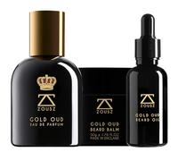 ZOUSZ Gold Oud Beard Grooming Kit for Men - Beard Oil, Beard Balm & Eau De Parfum 50ml - Luxury Oud Gift Set for Men - Softening, Styling & Long Lasting Fragrance