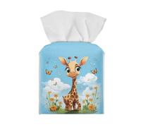 ZOUTAIRONG Butterfly Giraffe Tissue Box Cover Square Tissue Box Holder Home Decor Tissue Dispenser for Bathroom Dresser, Vanity Countertop, Tabletop, Office, Car Tissue Cover Cube Cover Blue