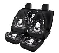 ZOUTAIRONG Cute Ghost Car Seat Cover Full Set Front and Back Bucket Seat Cushion Protector Covers Universal Fit Most Vehicles, Van, Truck, SUV Auto Accessories Stain Resistant Black