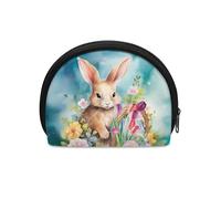 ZOUTAIRONG Easter Purses for Teens Girls Gifts Flower Rabbits Change Purse Coin Holder Cosmetic Bags Travel Organizer Womens Mini Pouch Wallet Change Storage Bag Holiday
