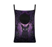 ZOUTAIRONG Halloween Black Cat Hanging Laundry Hamper Laundry Bag Washable Dirty Hamper for Clothes Large Laundry Basket Toys Storage Organizers for Home Bedroom Bathroom Purple