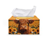 ZOUTAIRONG Highland Cow Tissue Cover Leather Rectangle Tissue Box Holder Farmhouse Tissue Box Cover for Bathrooms/Office/Car/Nightstand/Outdoor Tent/Dining Table, Trendy Tissue Case Pink