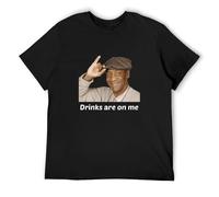 ZOUVUAN Men's Round Neck T-Shirt Bertram Men's Fashion Bill Cosby Drinks are On Me Funny Art Graphic T-Shirt Short Sleeves Black