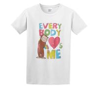 ZOUVUAN Men's Round Neck T-Shirt Curious George Comfortable Fabrics to accompany You All Summer White