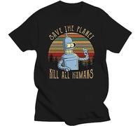 ZOUVUAN Save The Planet Kill All Humans T-Shirt Black