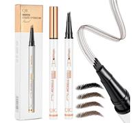 Zouwel 2Pack Eye Brow Pencil, 2-in-1 Dual-Ended Microblading Eyebrow Pen 3D Waterproof 4-Tip, Natural Makeup Long-Lasting Dark Brown Fine Stroke Magic Brow Pencil for Women Last All-Day (Light Brown)