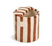 Zouwel Ceramic Coffee Mug, Large Hot Chocolate Mugs 10oz Novelty Mug, Cute Pottery Tea Cup Hand-Painted Striped Art Double-Enjoy Multiple Use for Kitchen, Office(Brown)