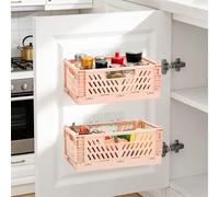 Zouwel Cupboard Storage Organiser, 2Pack Kitchen Cabinet Door Organisers Boxes, Self-Adhesive Foldable Storage & Organisation for Cupboard, Bathroom, Fridge, Kitchen Accessoriess(Pink)