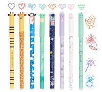 Zouwel Erasable Pens, 8 PCS Erasable Gel Pens with Animal Motifs Designs | 0.5 mm Erasable Ballpoint Pen for School & Office Supplies