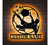 zouwii Custom Man Soccer Neon Sign Metal Wall Art LED Light, Personalized Football Player Name Sign Home Décor, Kid Boy Girl Nursery Decoration