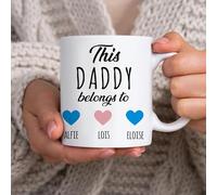 zouwii Fathers Day Mug | This Daddy Belongs to Custom Kids' Names Mug | Custom Dad Mug | Personalised Gift for Dads | Fathers Day Mug with Names | Presents for Dad