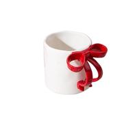 zouxangzz Cute Bow Ceramic Cups high Value Coffee Cups Girl Heart Mugs Light Luxury Office Home Milk Breakfast Cups (White and red)