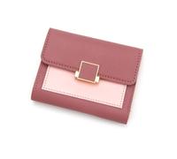zouxangzz Short Women's Wallet pu Leather tri-fold Card Bag Simple Student Coin Purse (Rose red)