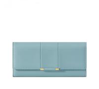 zouxangzz Simple Premium Wallet Women's Long Trifold Coin Purse Large Capacity Exquisite Card Bag (Blue)