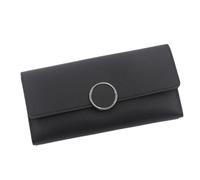 zouxangzz Women's Long Wallet Simple Solid Colour Clutch Bag tri-fold pu Leather Coin Purse Multi Card Slot Card Bag (Black)