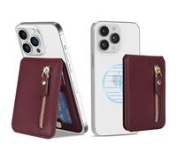 Zouzt for Magnetic Wallet, Compatible with MagSafe Wallet, 5 Card Holder, Strong Magnetic with Zipper for iPhone 16 Pro Max / 15/14 / 13/12 / 11 / Plus/Pro/Mini Series - Burgundy