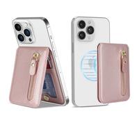 Zouzt for Magnetic Wallet, Compatible with MagSafe Wallet, 5 Card Holder, Strong Magnetic with Zipper for iPhone 16 Pro Max / 15/14 / 13/12 / 11 / Plus/Pro/Mini Series - Pink
