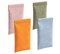 Zovator Glasses Pouch, 4Pcs Portable Squeeze Top Soft Glasses Pouch Soft Glasse Case for Women and Men Glasse Pouches PU Softs Sunglasses Pouches Eyeglasses Cases for Women Men Kids