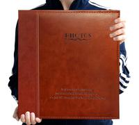 Zoview Magnetic Self-Stick Page Photo Album, Family Album, Leather Cover, Holds 3X5 to 8X10 Photos, A52035 (Red Brown, Large)