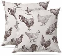 Zovinex Cushion Covers Set of 2 Pack 45 x 45 cm Soft Short Plush Cocks and Hens Decorative Throw Pillow Cases Cute Pillow Cover for Sofa Bed Garden Outdoor Decor with Invisible Zipper Pillow Covers