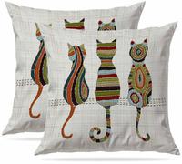 Zovinex Cushion Covers Set of 2 Pack 45 x 45 cm Soft Short Plush Cute Animal Cat Decorative Throw Pillow Cases Cute Pillow Cover for Sofa Bed Garden Outdoor Decor with Invisible Zipper Pillow Covers