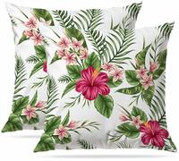 Zovinex Cushion Covers Soft Short Plush Tropical Leaf Gifts Design for Women Decorations Throw Pillow Case Set of 2 16x16 inch Home Decor for Sofa Bench Couch Garden Furniture 40x40cm
