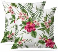 Zovinex Cushion Covers Soft Short Plush Tropical Leaf Gifts Design for Women Decorations Throw Pillow Case Set of 2 18x18 inch Home Decor for Sofa Bench Couch Garden Furniture 45x45cm