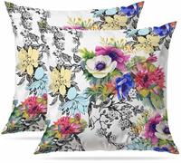 Zovinex Set of 2 Pack Cushion Covers Soft Short Plush Colorful garden flowers Throw Pillow Cover Home Pillow Case Pillowcases for Tent Park Bed Sofa Chair Bedroom Decorative Balcony 40x40cm 16x16inch