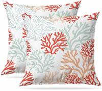 Zovinex Set of 2 Pack Cushion Covers Soft Short Plush Red Pink Corals Throw Pillow Cover Home Pillow Case Pillowcases for Tent Park Bed Sofa Chair Bedroom Decorative Balcony 40x40cm 16x16inch