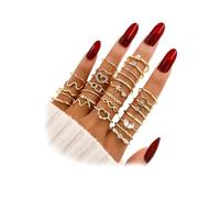 ZOVOLI 19-36 Pcs Gold Boho Knuckle Rings Set for Women Girls, Vintage Stackable Dainty Joint Finger Gold Jewelry Set with Love Pearl and Sparkling Crystals, Metal, No Gemstone