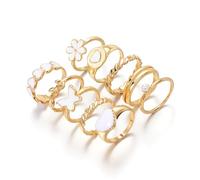 ZOVOLI 19-36 Pcs Gold Boho Knuckle Rings Set for Women Girls, Vintage Stackable Dainty Joint Finger Gold Jewelry Set with Love Pearl and Sparkling Crystals, Metal, Zircon
