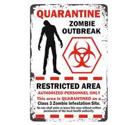 ZOVSON Halloween Haunted Zombie Restricted Area Beware Sign Halloween Party Zombie Decoration for Home Bar Room Garage Man Cave 8X12Inch