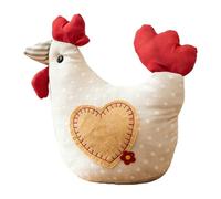 Zovylks Decorative Rooster Door Stopper, 11 Inch Chicken Stuffed Animal Door Stop, Striped Gingham Shirt Design with Welcome Home Sign Chicken Birthday Gift (Brown Heart)