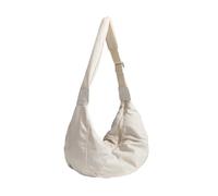 ZOVYRON Crescent Crossbody Bag for Women - Nylon Puffer Shoulder Handbag Fashion Half Moon Bag Lightweight Dumpling Bag with Adjustable Wide Strap for Travel Work & Daily Use (Beige)