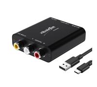 zowietek AV/RCA/CVBS to HDMI Converter, No Latency for Gaming, Plug & Play, Durable Aluminum, 4:3/16:9 Switch, Type-C Power, Compatible with Wii, N64, PS, SNES, DVD, VHS, VCR, PC